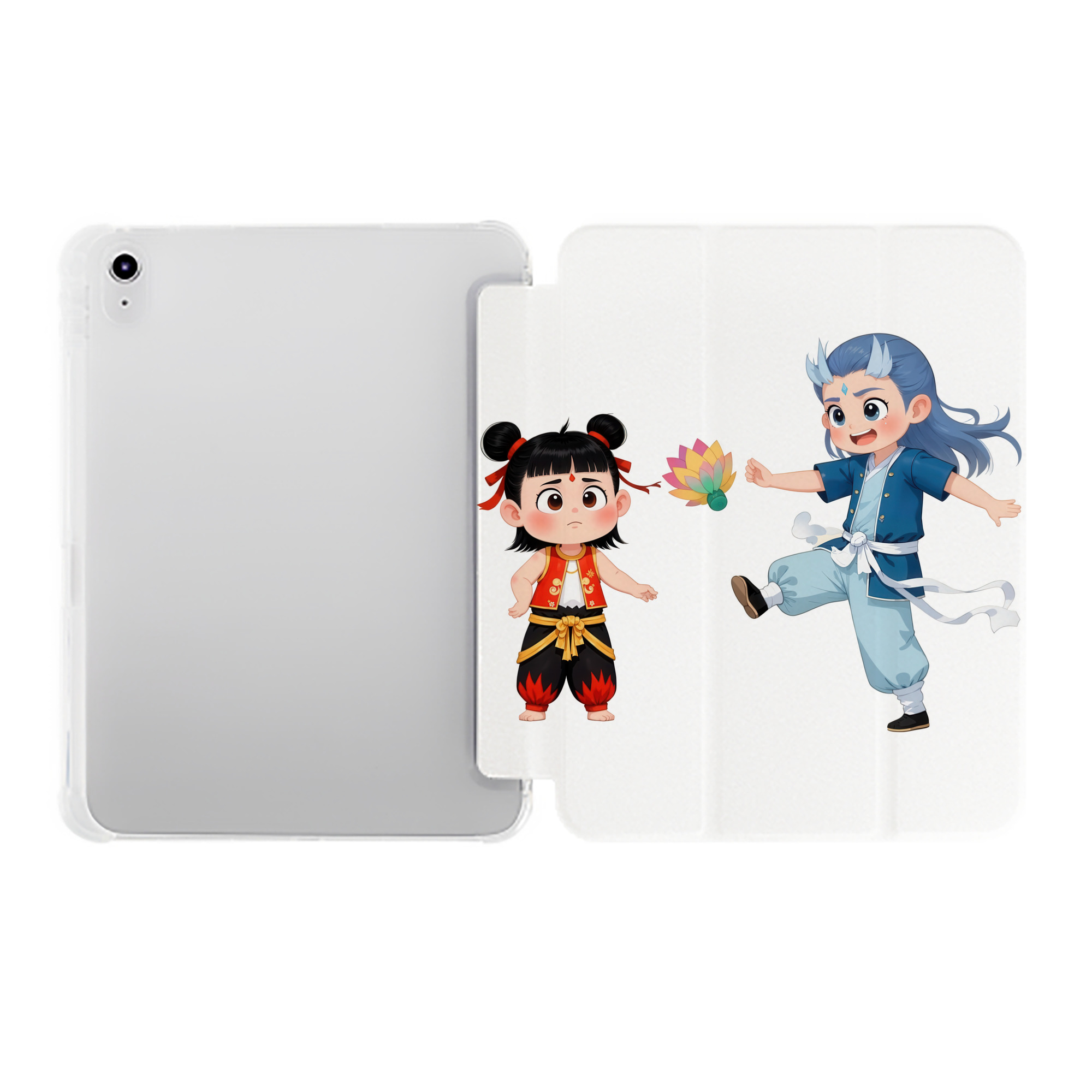 （画像用） Ne Zha 2 ナタ 魔童の大暴れ IPad ケース ペン収納付き 三つ折りスタンド PUレザー×シリコン 対応機種9.5/10.5/10.9インチ